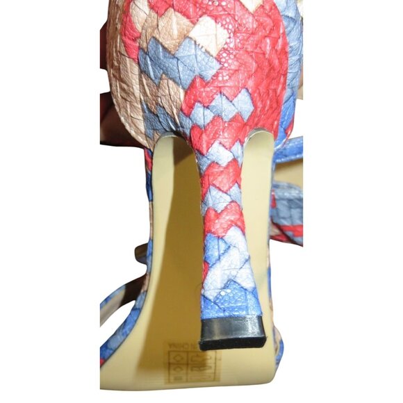 JUSTFAB Braided Vegan Leather Ankle Strap Stiletto Heeled Sandals size 38 US 8 - Picture 7 of 12